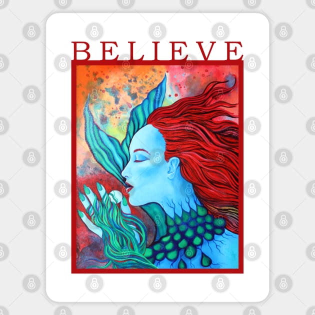 Mermaid Believe Painting Magnet by Heartsake